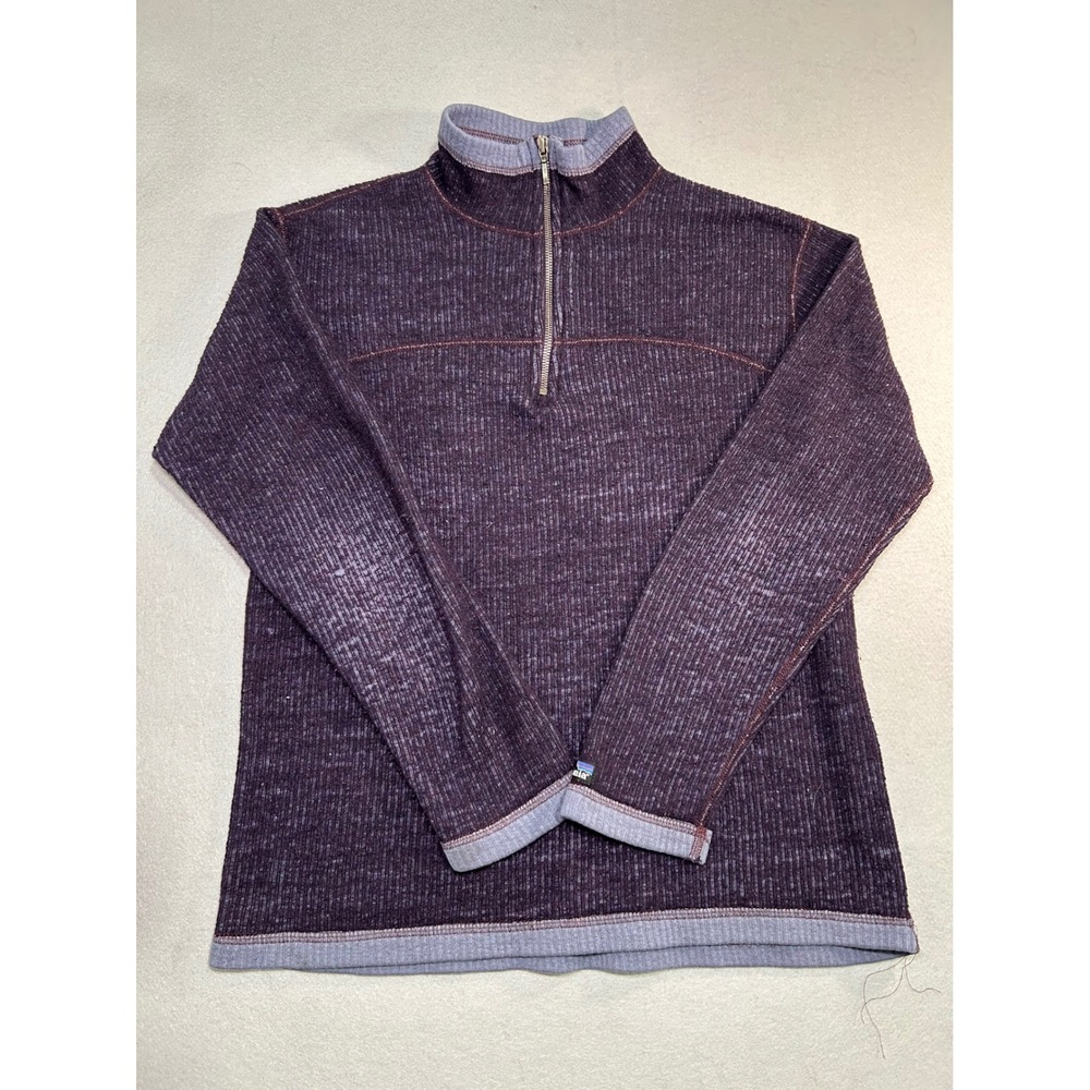 Patagonia Quarter Zip Pullover‎ Womens Medium Purple Wool Blend Ribbed Sweater